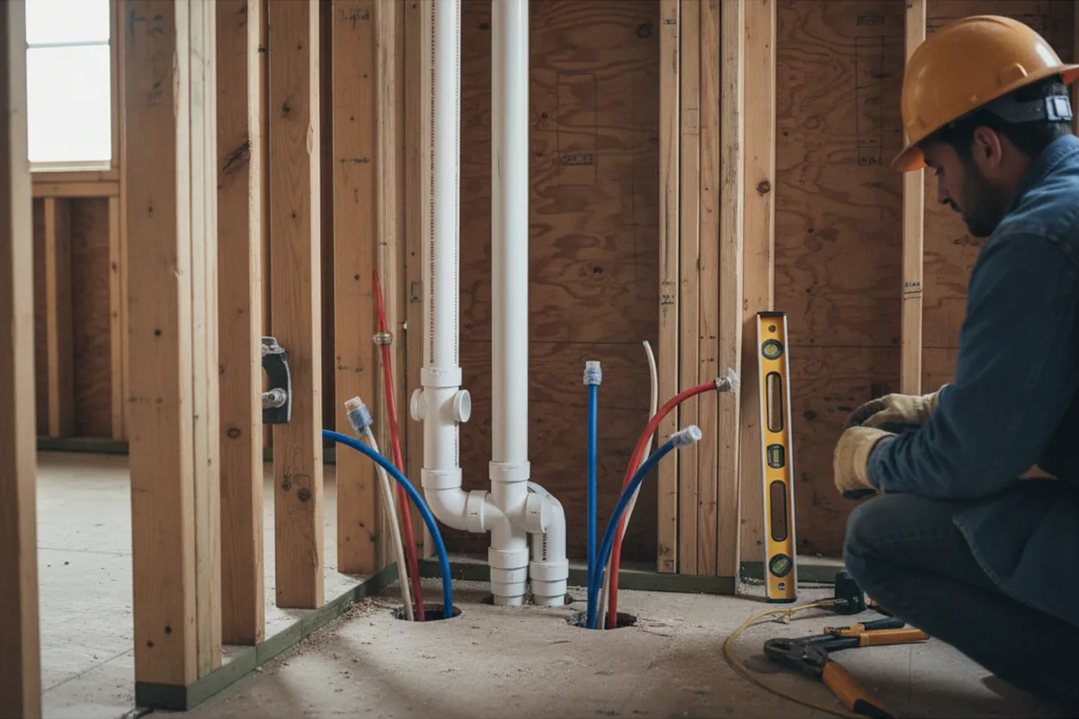 Drain and supply rough-in during Drain Cleaning in Cullman